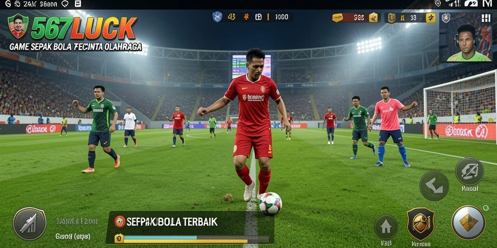 Screenshot gameplay 567LUCK yang menampilkan aksi seru di lapangan sepak bola.
