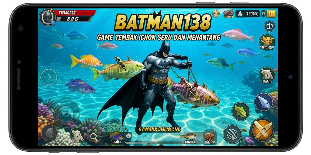 Screenshot utama BATMAN138 menampilkan aksi seru menembak ikan di laut.