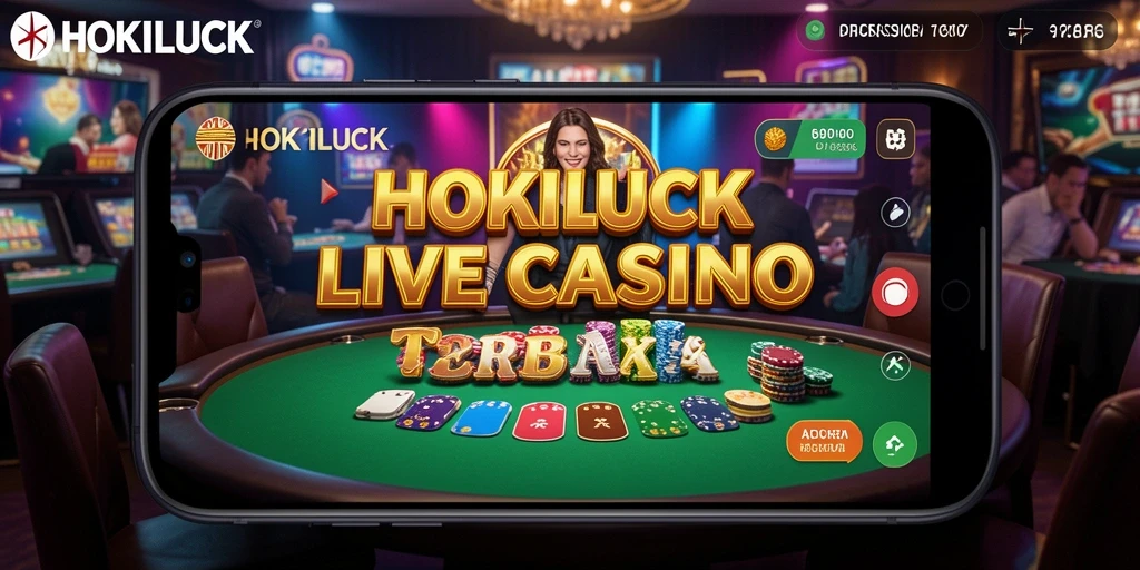 Screenshot HOKILUCK menampilkan dealer yang ramah dalam sesi Live Casino.