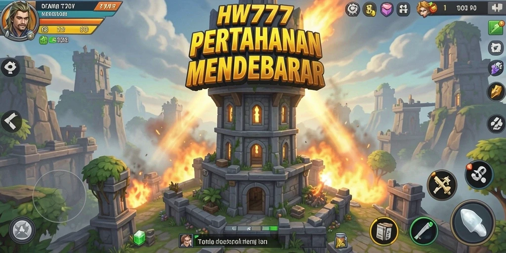 Gameplay HW777 menampilkan aksi seru dalam pertempuran Tower Defense.