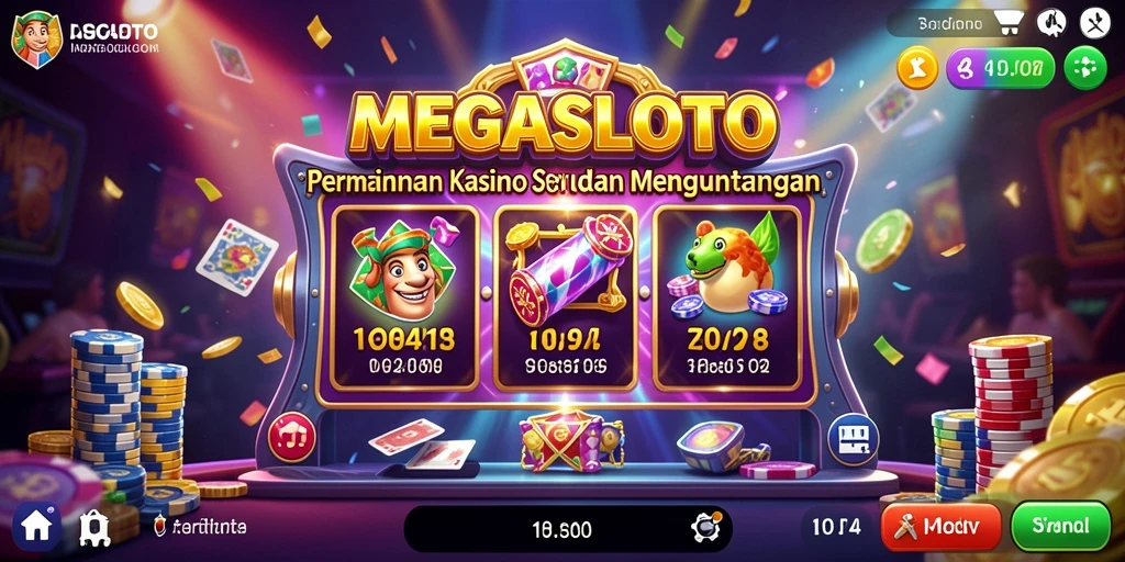 Screenshot utama MEGASLOTO dengan gameplay Kasino yang mendebarkan.