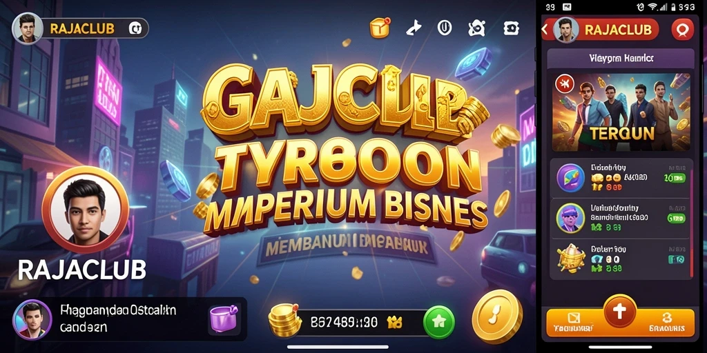 Screenshot menunjukkan pemain membangun bisnis di RAJACLUB.