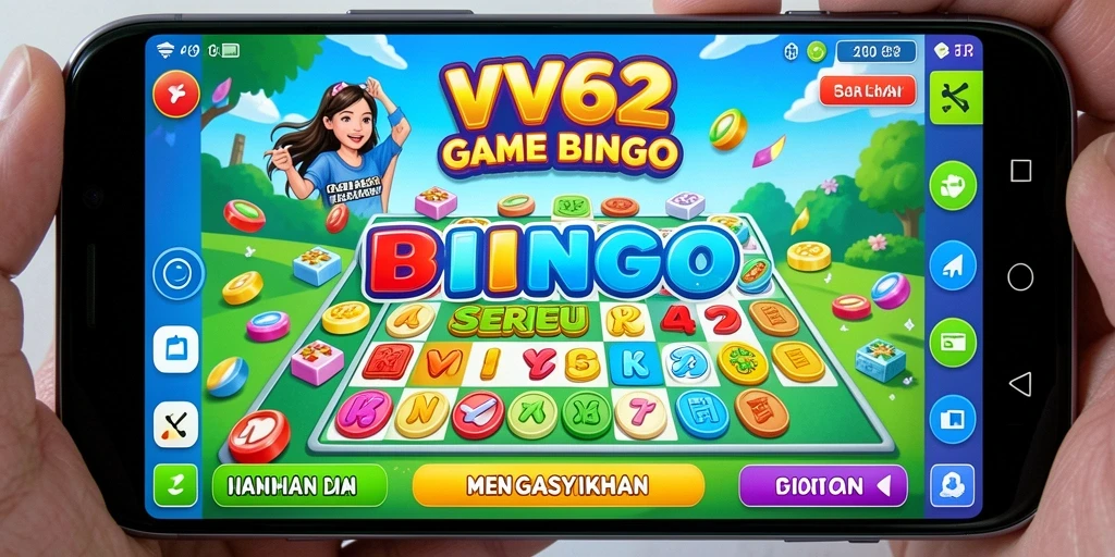 Tampilan gameplay Bingo yang seru dan penuh warna di VV62.
