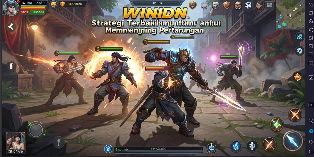 Screenshot gameplay WINIDN menampilkan pertarungan strategi yang intens.